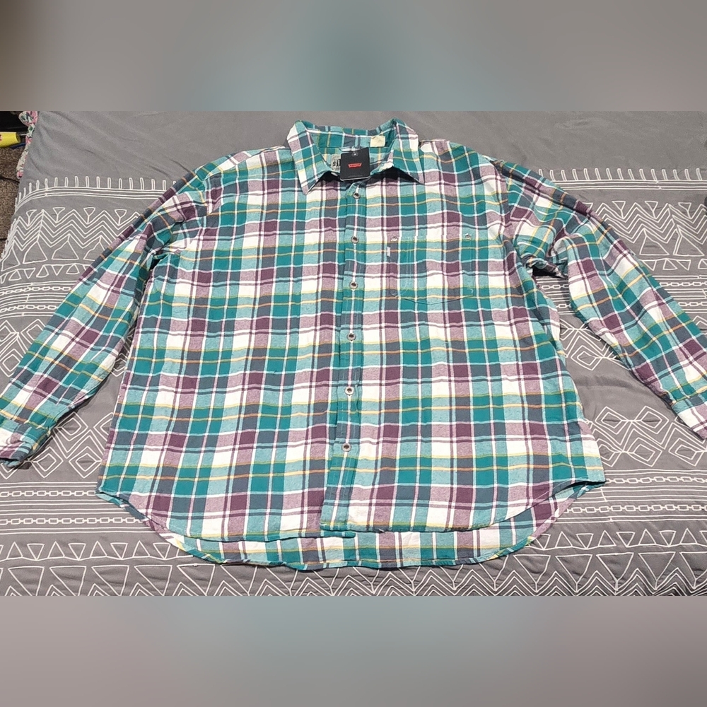 Levis Men Silver Tab Oversized Plaid Flannel Size Large